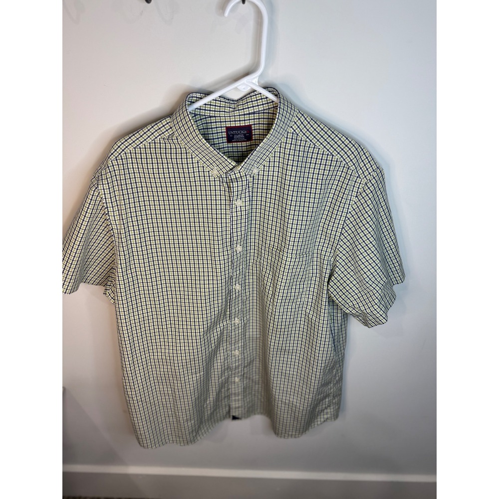 UNTUCKIT Men's XL Short Sleeve Button Down Shirt Plaid Casual